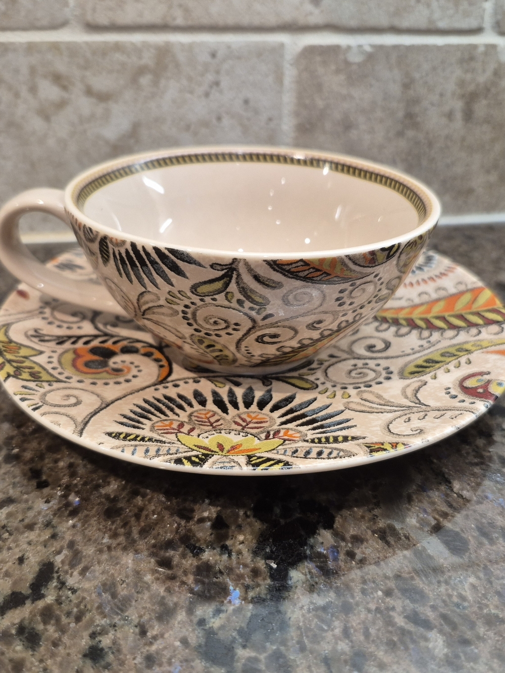 Boho Paisley Ceramic Tea Cup Saucer Set Aarong Akij Tableware Patterned Coffee